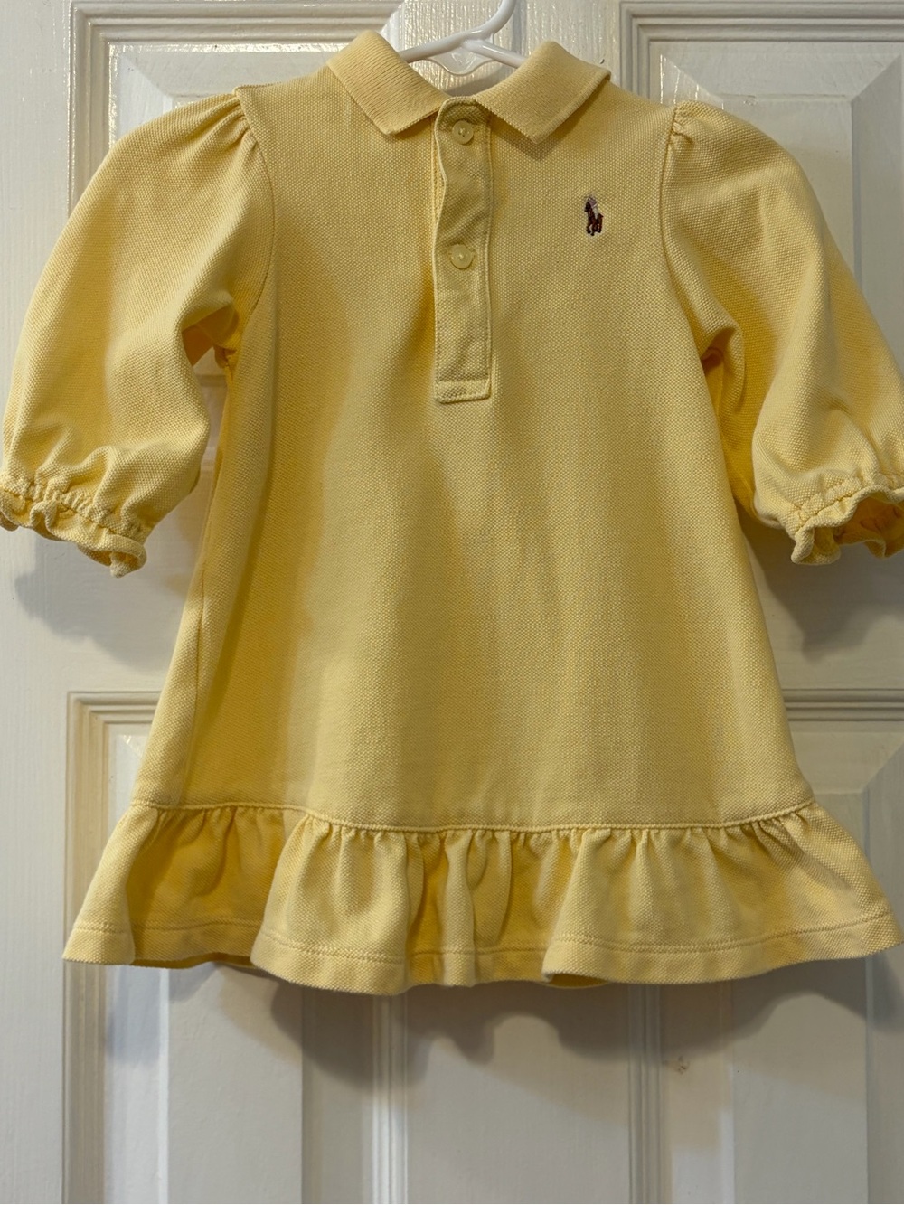 Ralph Lauren Vibrant Yellow Baby Girls Long-Sleeve Dress w/Ruffle Hem 9 Months